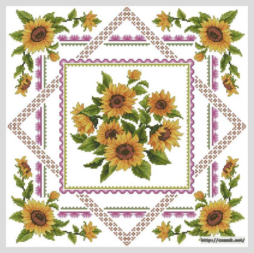 Download embroidery patterns by cross-stitch  - Салфетка с подсолнухами