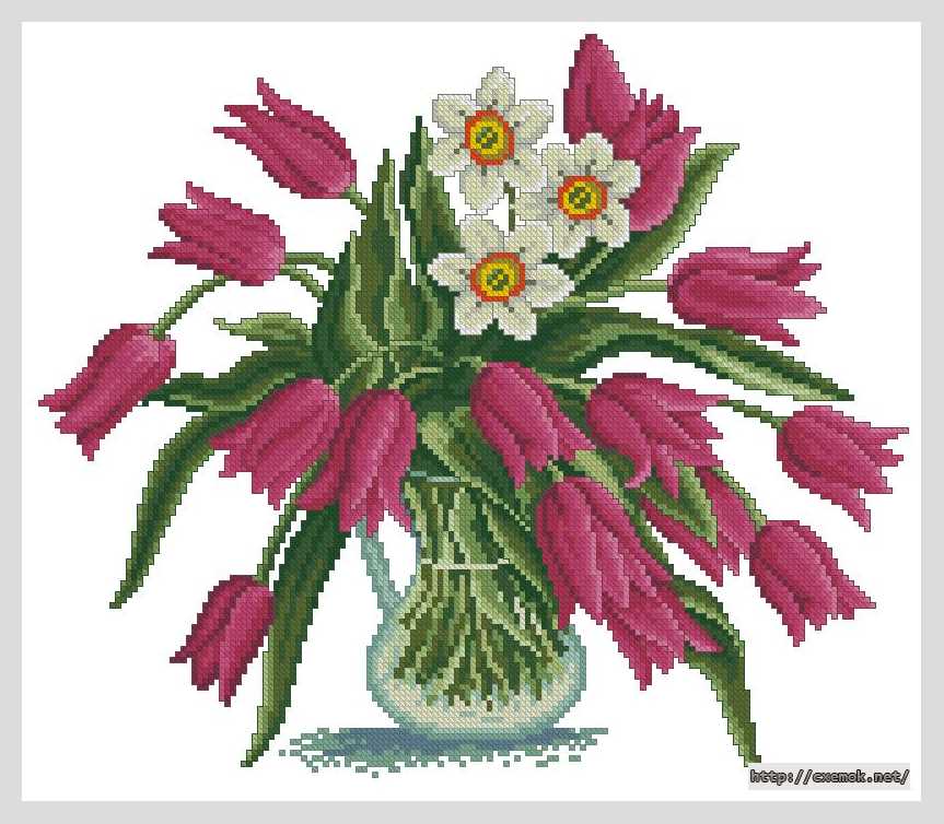 Download embroidery patterns by cross-stitch  - Букет в вазе