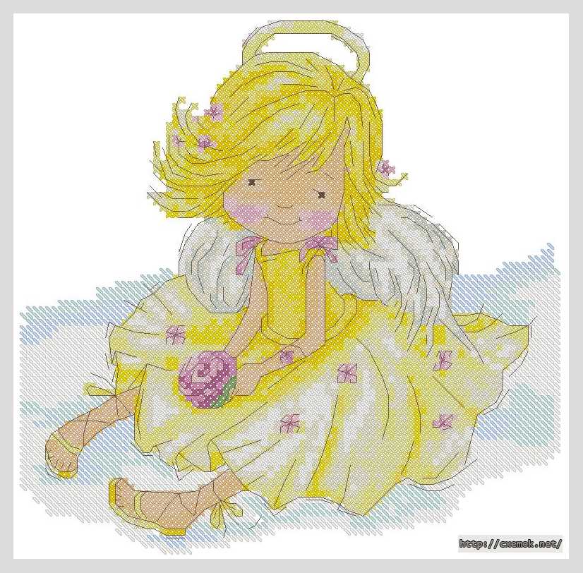 Download embroidery patterns by cross-stitch  - Ангелочек в желтом