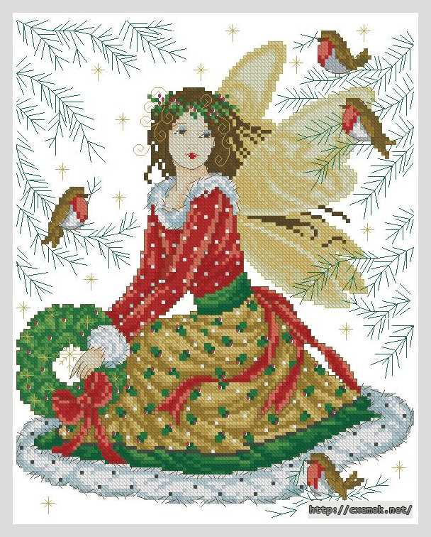 Download embroidery patterns by cross-stitch  - Рождественская фея