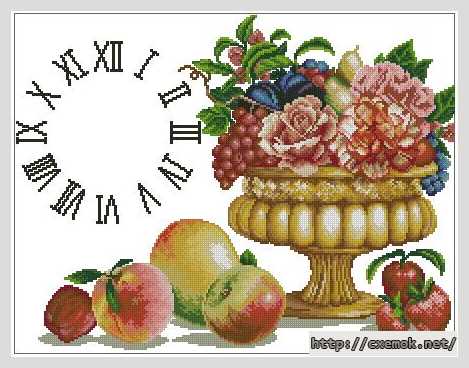 Download embroidery patterns by cross-stitch  - Натюрморт с часами