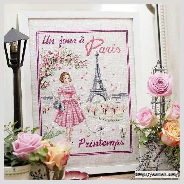 Скачать схему вышивки нитками Весенний день в Париже