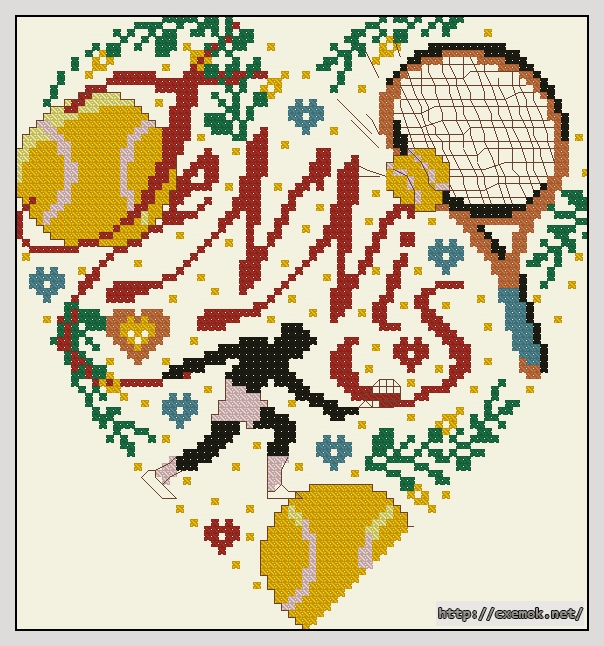 Download embroidery patterns by cross-stitch  - Tennis, author 