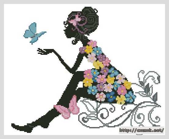 Download embroidery patterns by cross-stitch  - Девушка летом