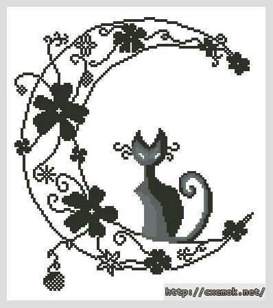 Download embroidery patterns by cross-stitch  - Кот на луне