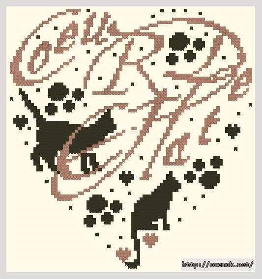 Download embroidery patterns by cross-stitch  - Сердце с кошками