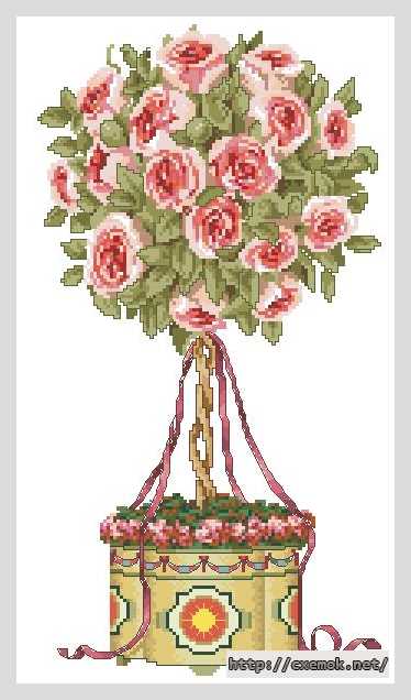 Download embroidery patterns by cross-stitch  - Розовый топиарий