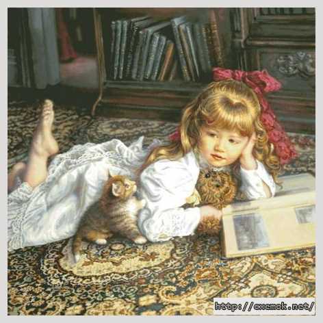Скачать схемы вышивки нитками / крестом  - Девочка с книгой