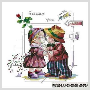Download embroidery patterns by cross-stitch  - Целуя тебя