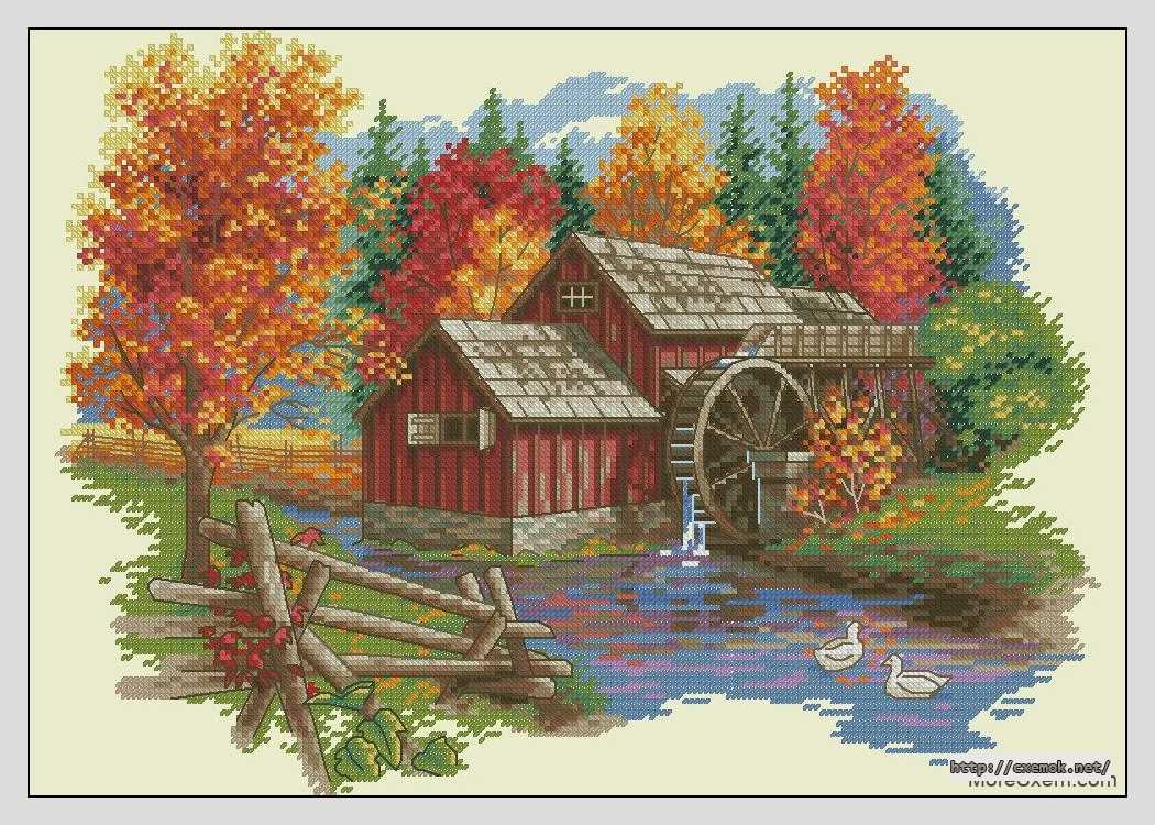 Download embroidery patterns by cross-stitch  - Красивая осень