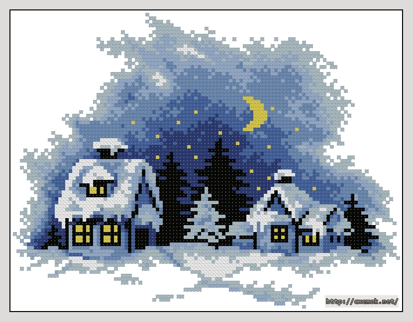 Download embroidery patterns by cross-stitch  - Silent winter night