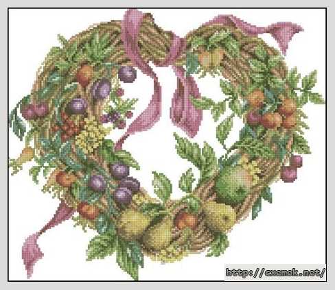 Download embroidery patterns by cross-stitch  - Сердечко с фруктами