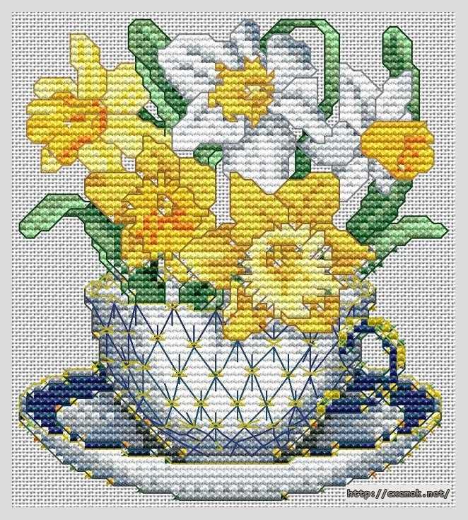 Download embroidery patterns by cross-stitch  - Букет в чашке