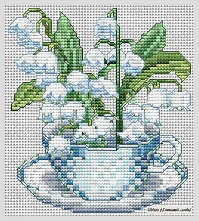 Download embroidery patterns by cross-stitch  - Букет в чашке