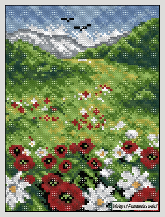 Download embroidery patterns by cross-stitch  - Poppies field