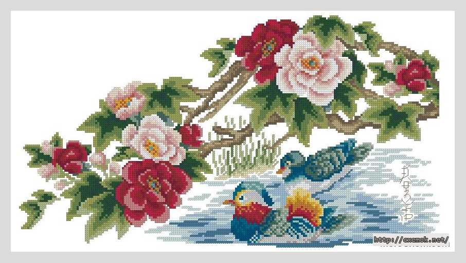 Download embroidery patterns by cross-stitch  - Уточки мандаринки