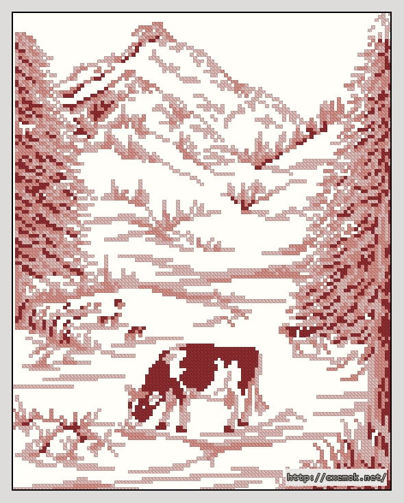Download embroidery patterns by cross-stitch  - Pink landscape 3