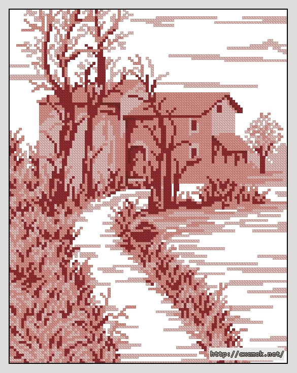 Download embroidery patterns by cross-stitch  - Pink landscape 2