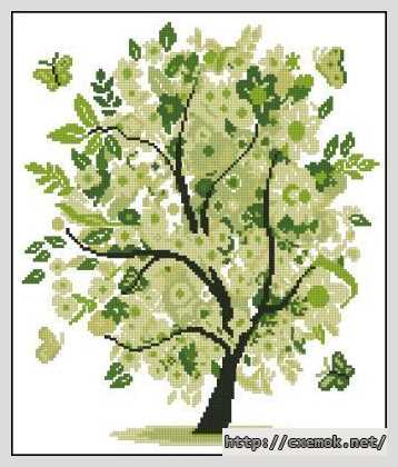 Завантажити схеми вишивки нитками / хрестом  - Зелёное дерево любви