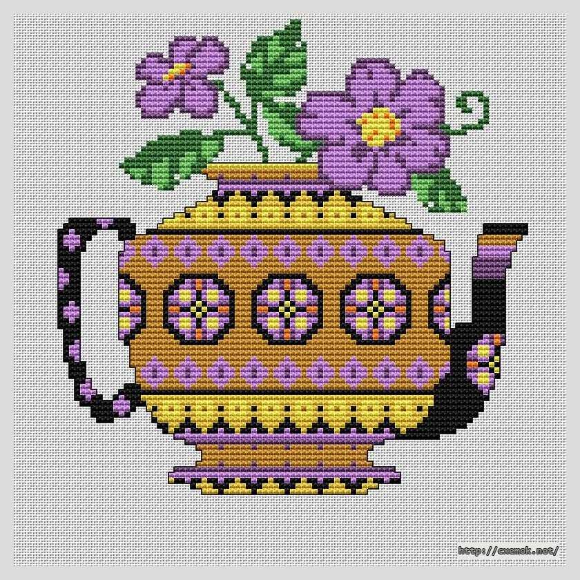 Download embroidery patterns by cross-stitch  - Желтый чайник
