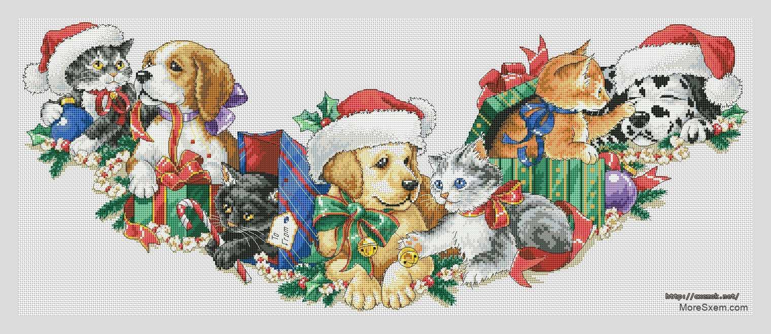 Download embroidery patterns by cross-stitch  - Животные в новый год