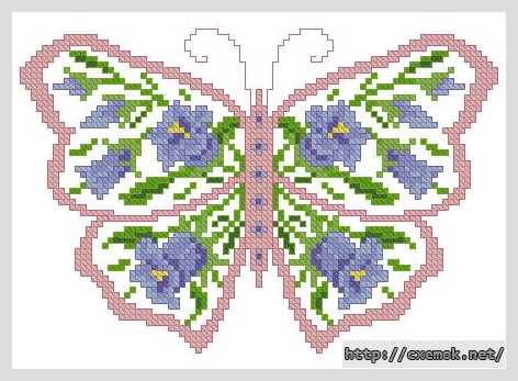 Download embroidery patterns by cross-stitch  - Розовая бабочка