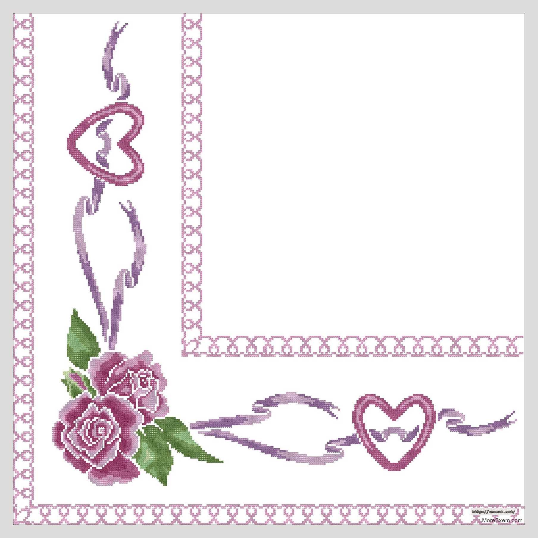 Download embroidery patterns by cross-stitch  - Скатерть «роза с сердечком»