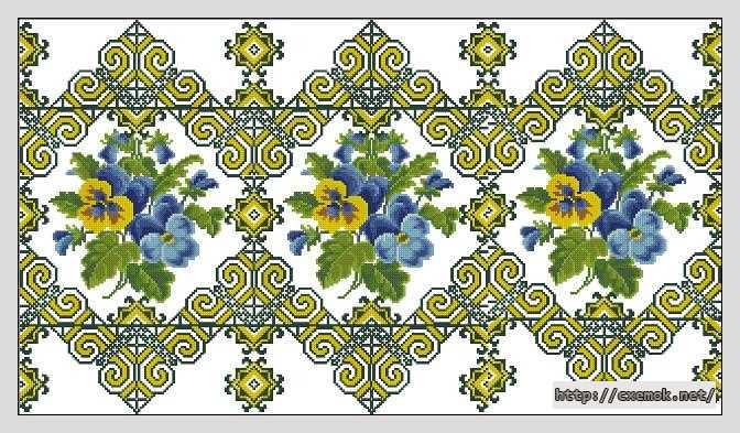 Download embroidery patterns by cross-stitch  - Рушник цветы