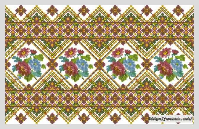 Download embroidery patterns by cross-stitch  - Рушник «астры»