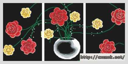 Завантажити схеми вишивки нитками / хрестом  - Розы на черном фоне