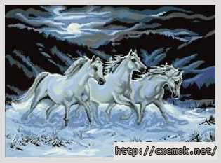 Завантажити схеми вишивки нитками / хрестом  - Белые лошади