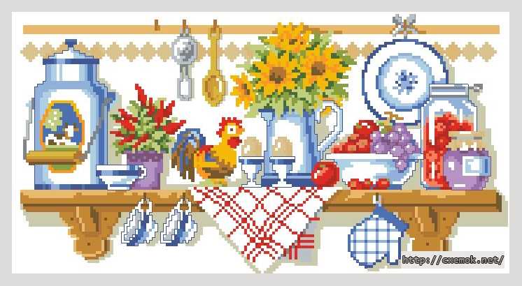 Download embroidery patterns by cross-stitch  - Кухонная полка