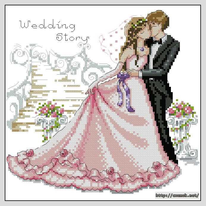 Скачать схему вышивки нитками Свадебная история