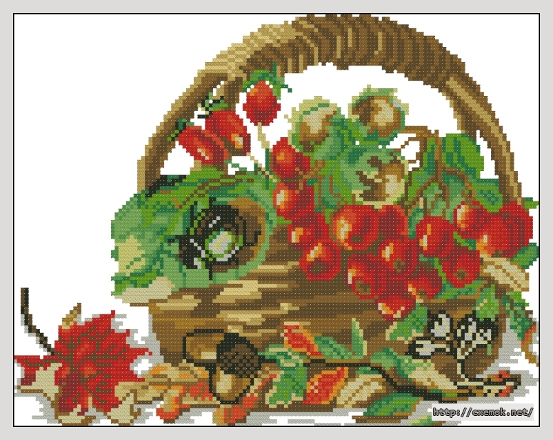 Download embroidery patterns by cross-stitch  - Рябина и орехи, author 