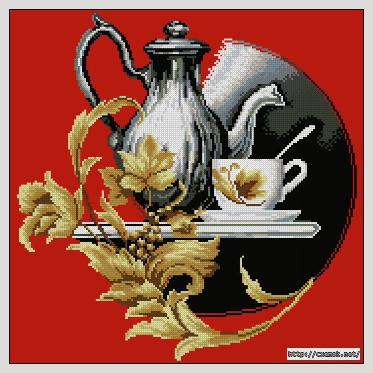 Download embroidery patterns by cross-stitch  - Натюрморт на красном, author 