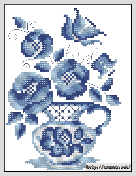 Download embroidery patterns by cross-stitch  - Кувшин гжель, author 