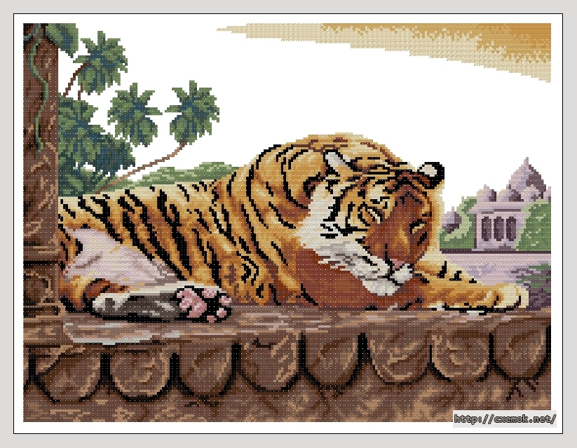 Скачать схему вышивки нитками Бенгальский тигр, автор 