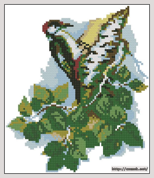 Download embroidery patterns by cross-stitch  - Дятел на березе, author 
