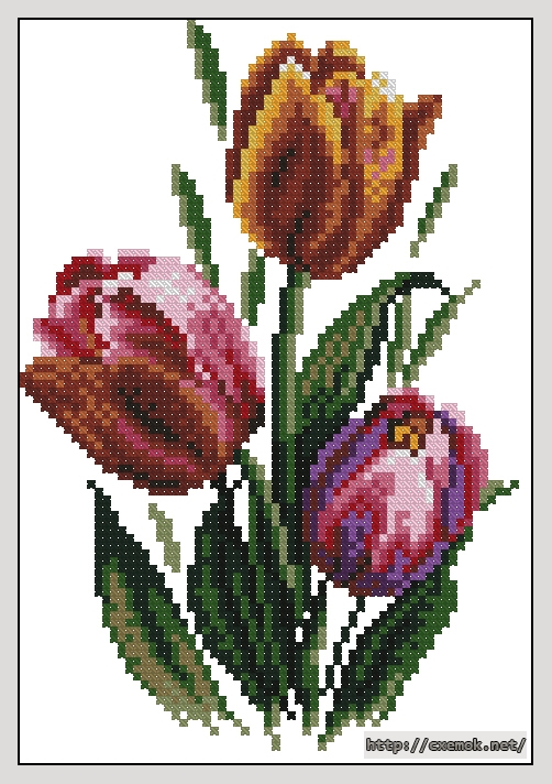 Download embroidery patterns by cross-stitch  - Бутоньерка с тюльпанами, author 