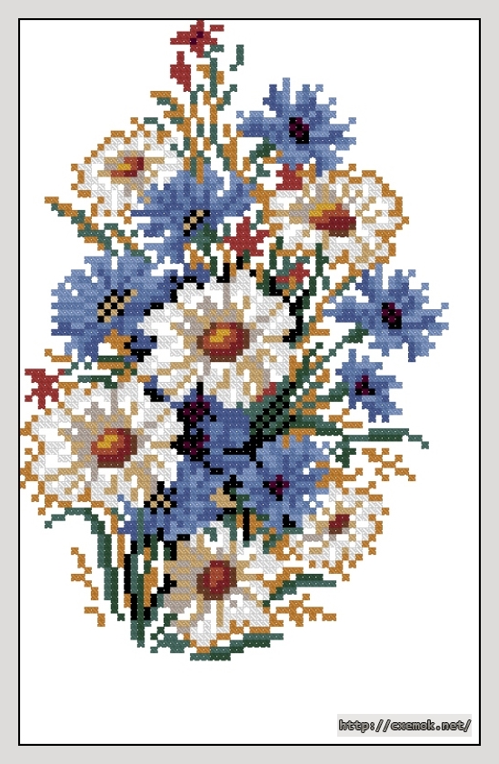 Download embroidery patterns by cross-stitch  - Бутоньерка с ромашками, author 