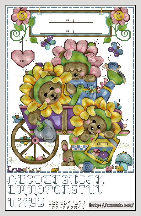 Download embroidery patterns by cross-stitch  - Baby''s garden birth announcemen, author 