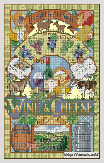 Скачать схемы вышивки нитками / крестом  - Wine&cheese, автор 