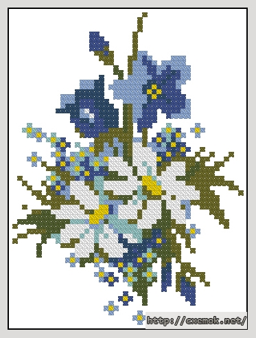 Download embroidery patterns by cross-stitch  - Ромашки и колокольчики, author 