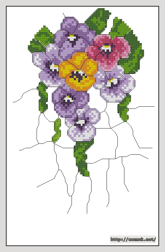 Download embroidery patterns by cross-stitch  - Pansies, author 