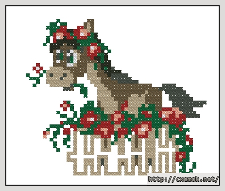 Download embroidery patterns by cross-stitch  - Лошадка в цветах, author 