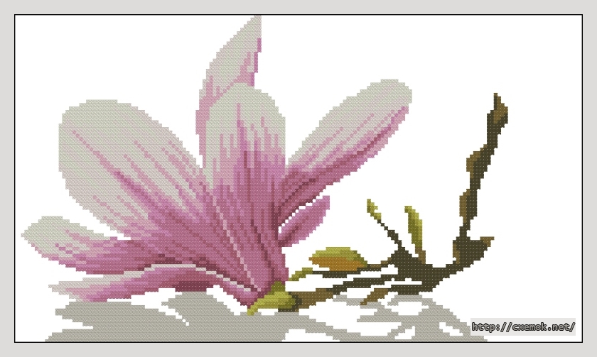 Download embroidery patterns by cross-stitch  - Magnolia twig with flower, author 