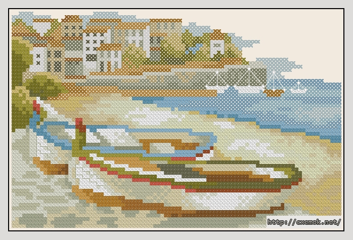 Download embroidery patterns by cross-stitch  - Fishing boats on the beach, author 