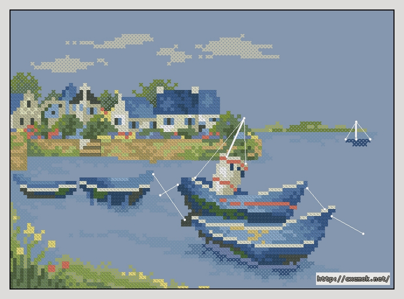 Download embroidery patterns by cross-stitch  - Little boats at the beach, author 