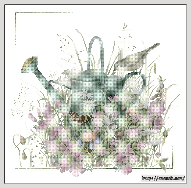 Download embroidery patterns by cross-stitch  - Watering can, author 