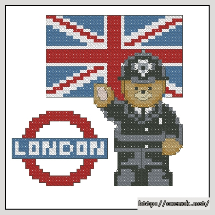 Download embroidery patterns by cross-stitch  - Тедди в лондоне-4, author 